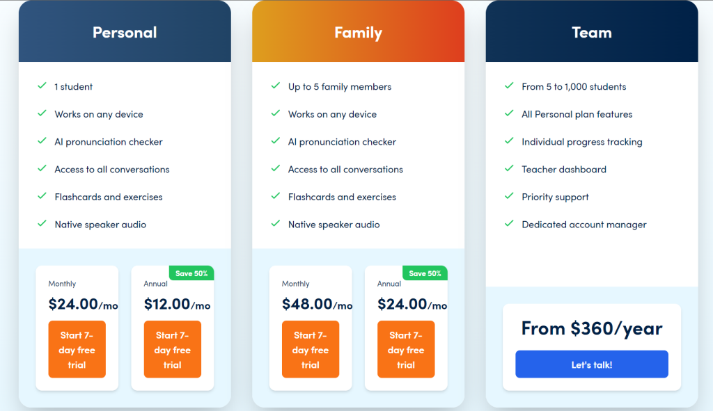 French Together Pricing